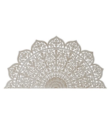 Cabeceira de Cama Modelo Mandala - Madeira de Manga e MDF Natural 182x2x90 cm